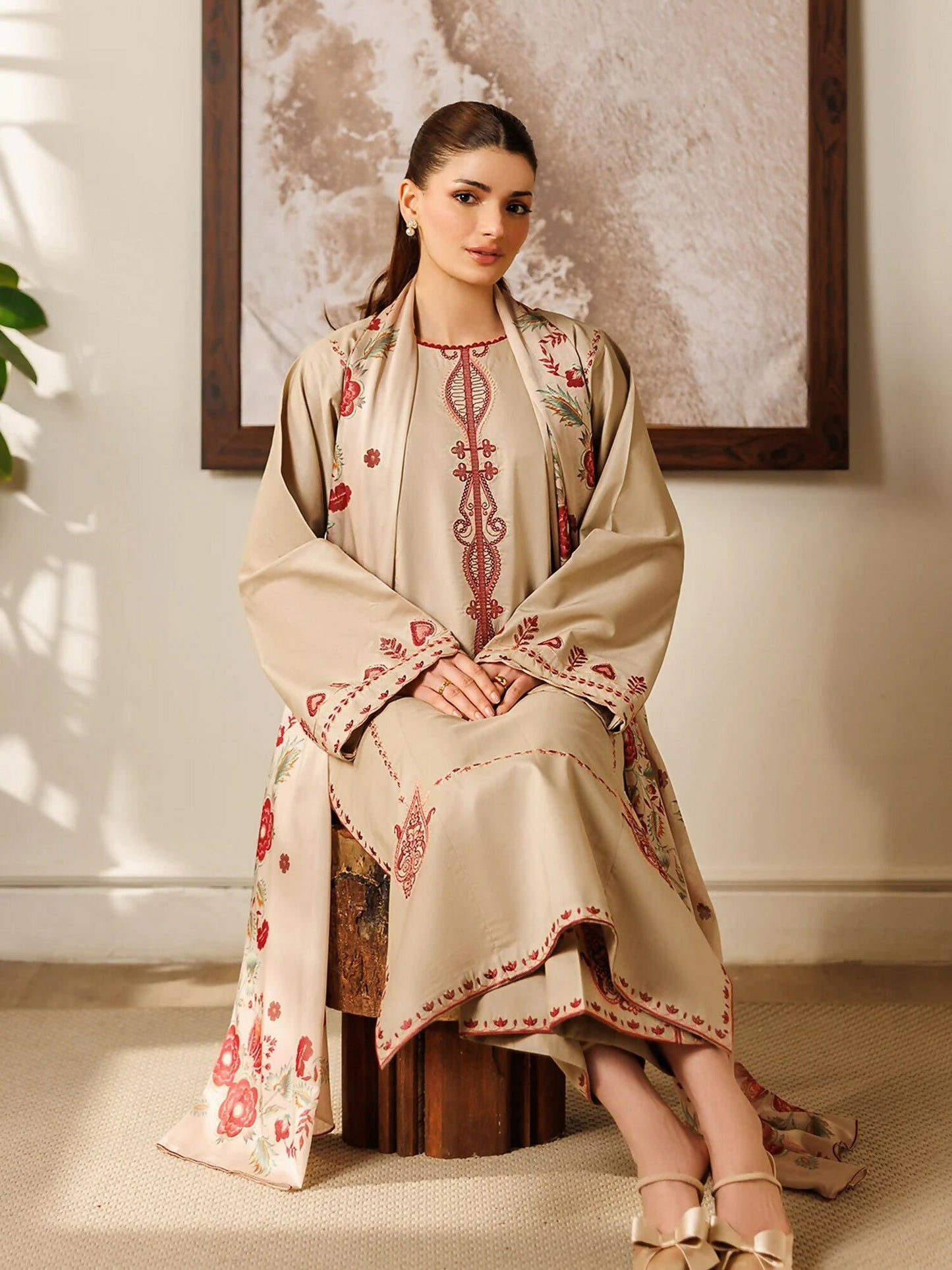 Panache Apparel Mistfall Ramadan Edit Cotton Embroidered Stitched Suit-Anna