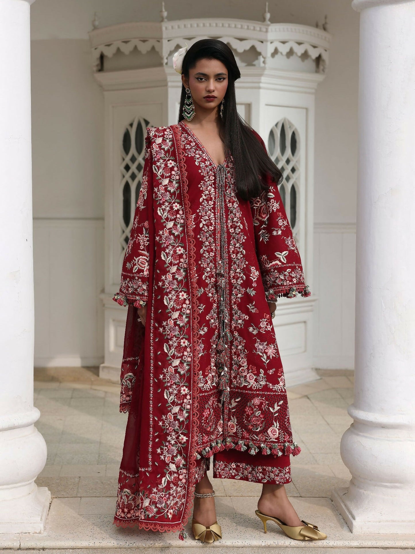 Hussain Rehar Luxury Lawn'26 Eid Edit Embroidered Unstitched 3-Piece Suit-Kastanaa
