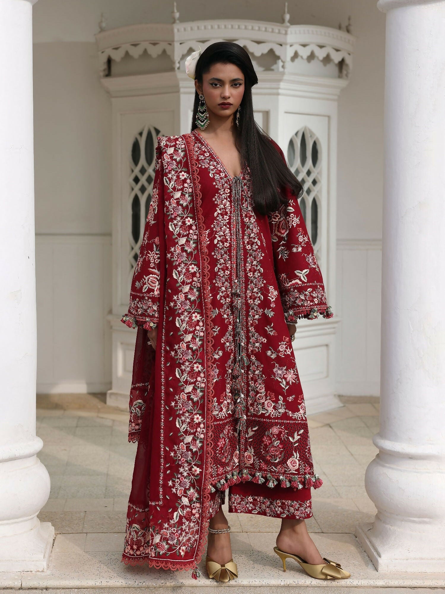 Hussain Rehar Luxury Lawn'26 Eid Edit Embroidered Unstitched 3-Piece Suit-Kastanaa