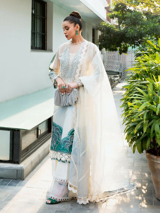 Shiza Hassan Aira Luxury Pret Cotton Net Embroidered Stitched 4-Piece Suit-Cyra