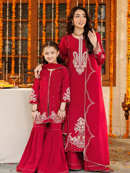 Panache Apparel Noore Eid Edit Raw Silk Embroidered Stitched Suit-Zariah
