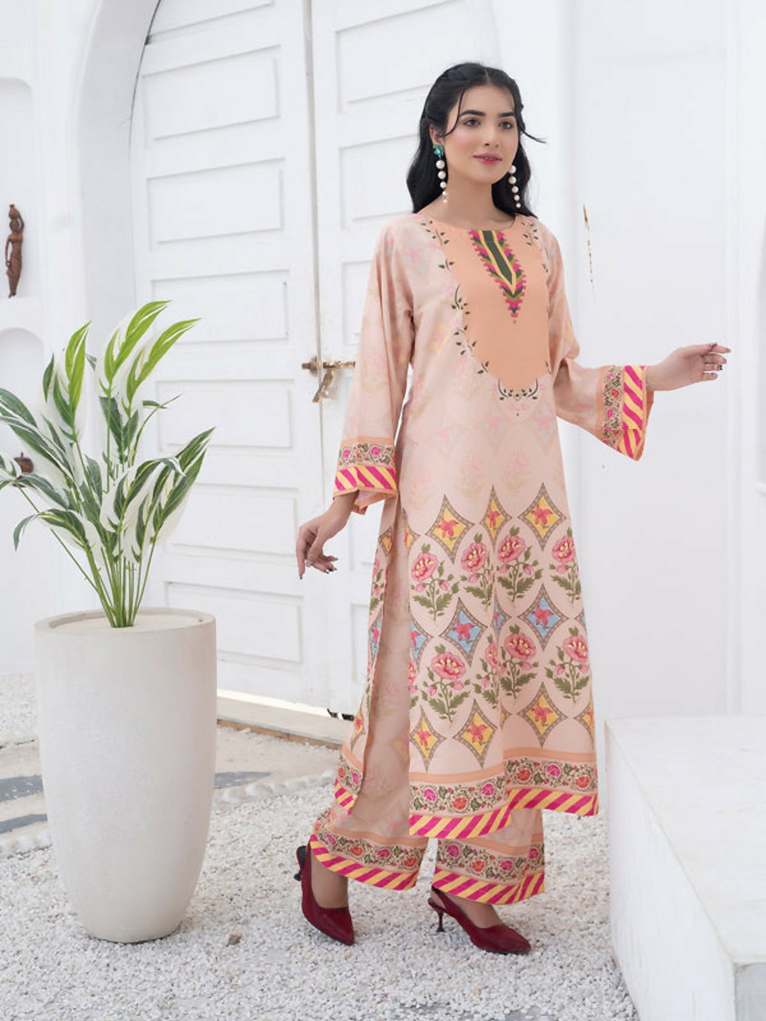 MH Cloth House Soft Khaddar Printed Stitched 2-Piece Suit-Suhaira