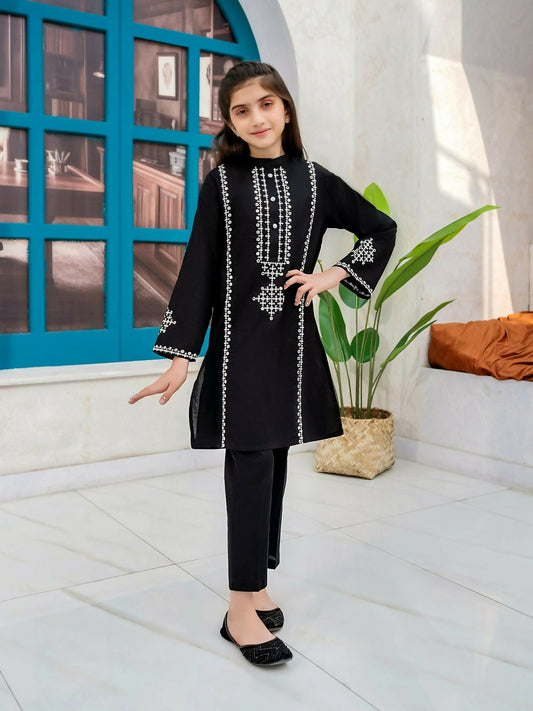 Velvour Girls Cotton Embroidered Stitched 2-Piece Suit-VG103-C