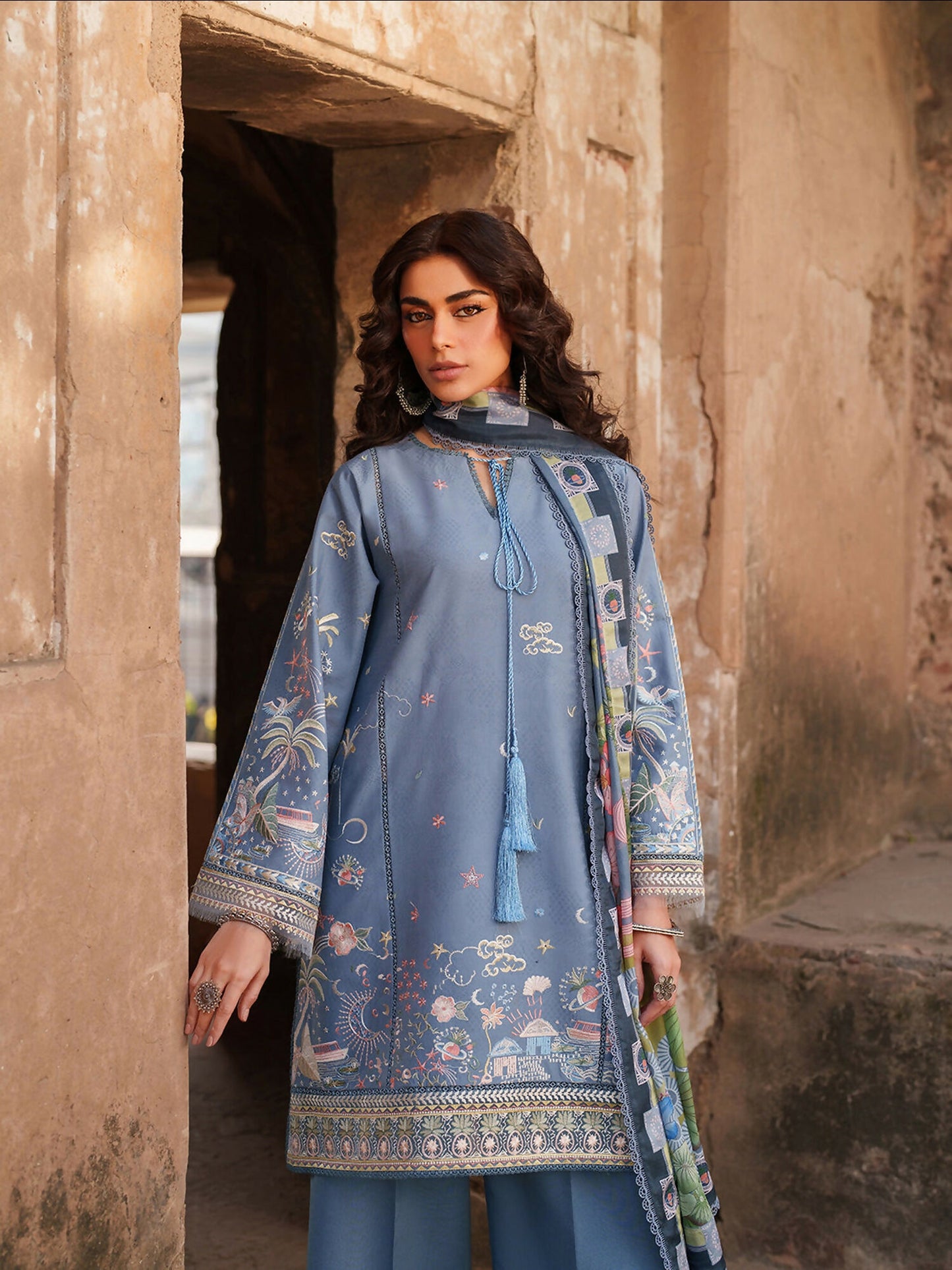 Binilyas Suroor Eid Pret'26 Lawn Embroidered Stitched 3-Piece Suit-242-B