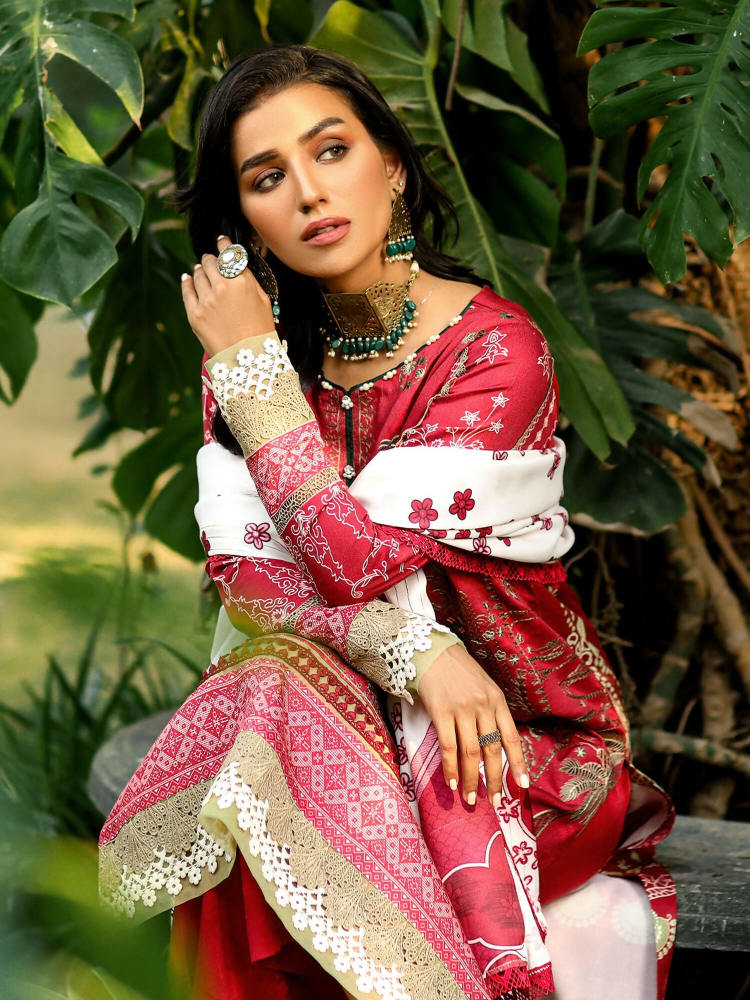 Binilyas Kotail Embroidered Unstitched 3-Piece Suit-766-B