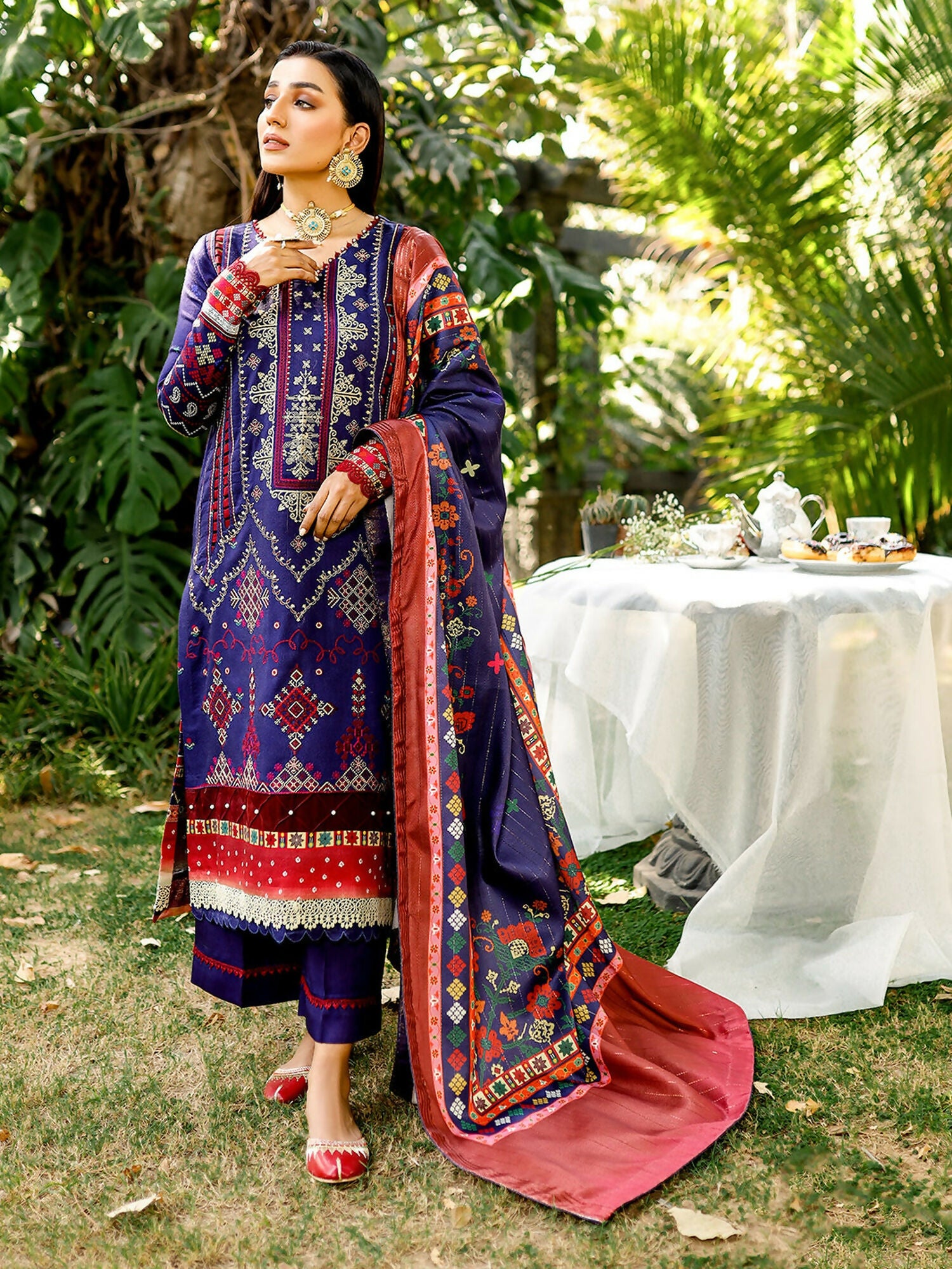 Binilyas Kotail Embroidered Unstitched 3-Piece Suit-763-B