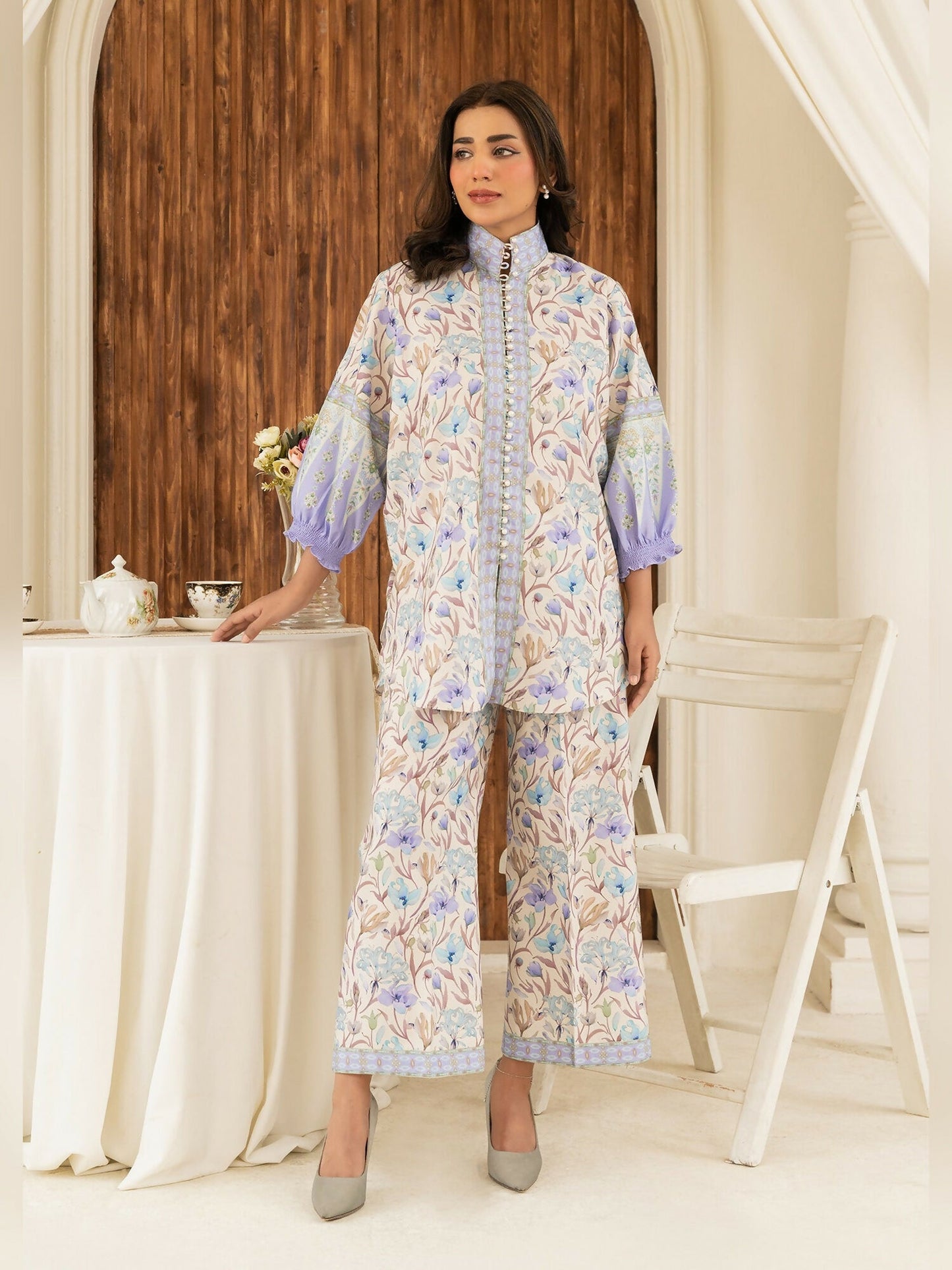 Allure By IH Summer Dreams Lawn Silk Printed Co-Ord Set-Violet