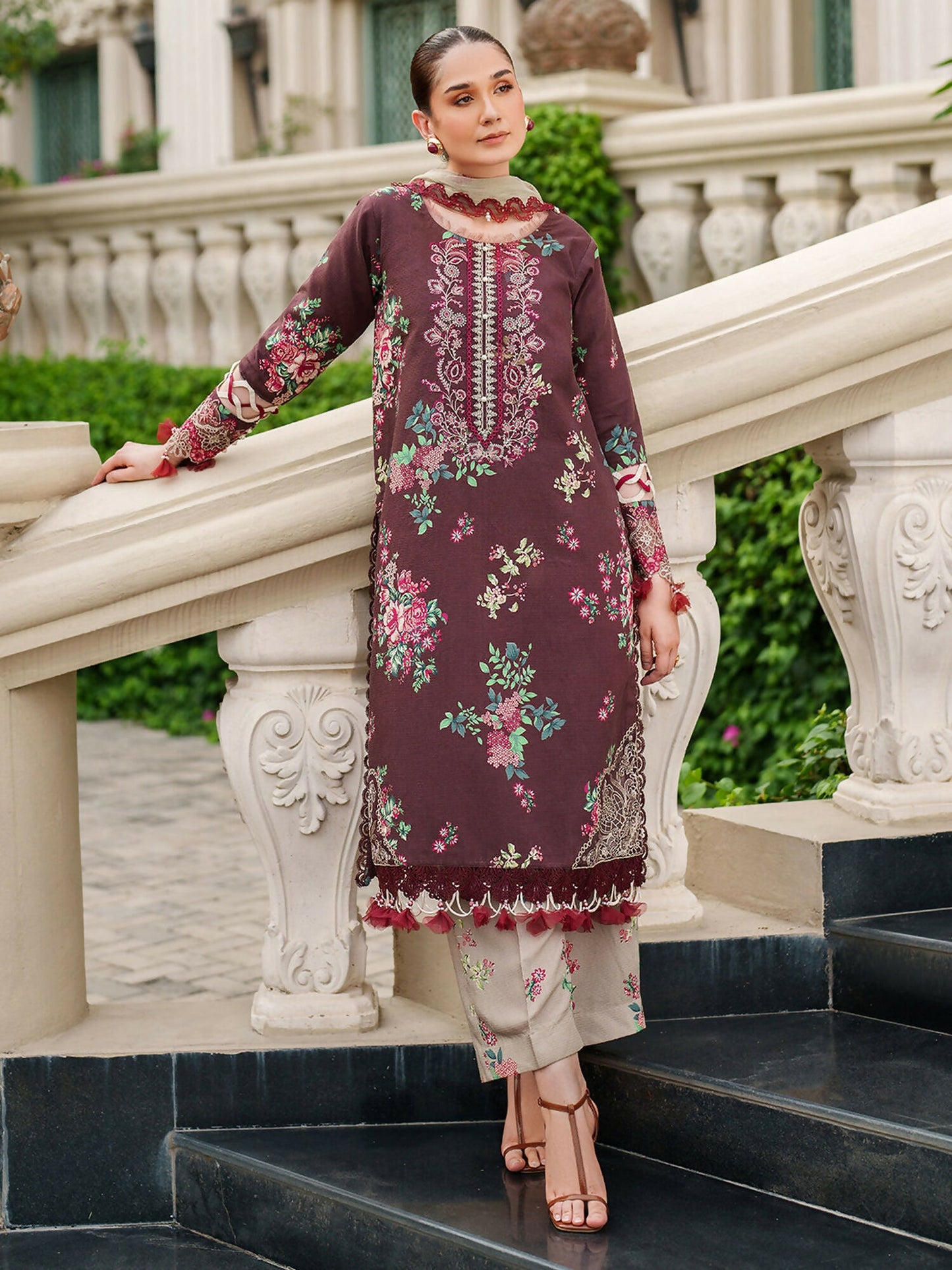 Parishay Ivy Bloom Viscose Embroidered Stitched 3-Piece Suit-IW-06