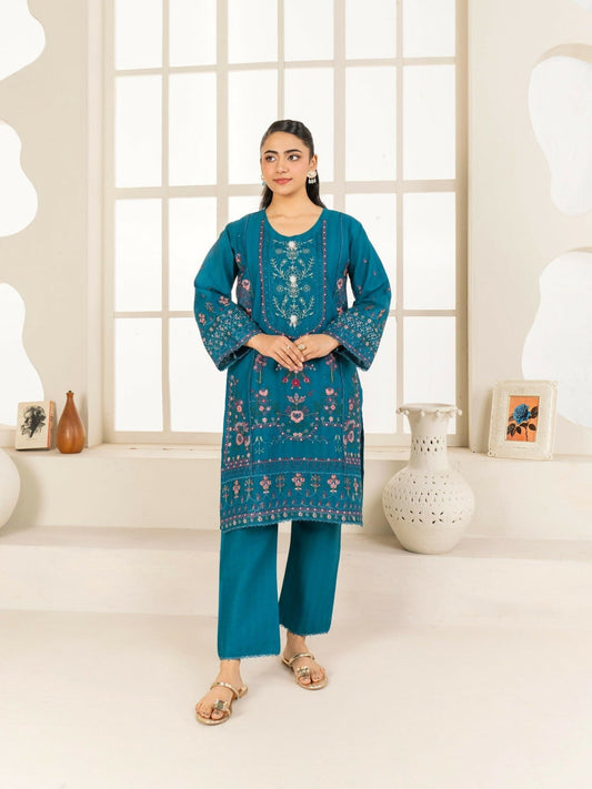 Stylish Collection Aaraish Cotton Embroidered Stitched 2-Piece Suit-Neelum Zinc