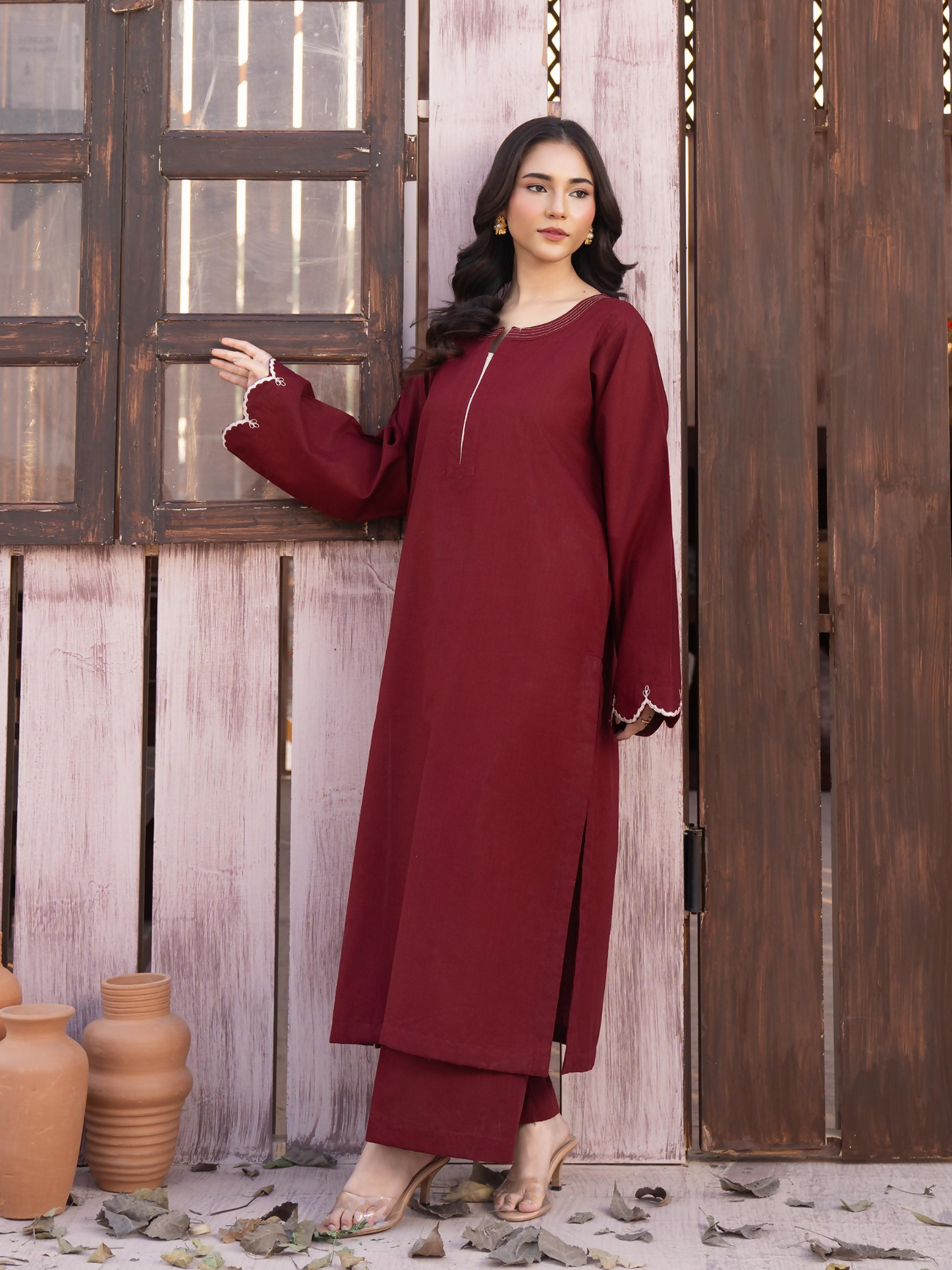 Panache Apparel Winter Core Khaddar Embroidered Stitched Suit-Kindle