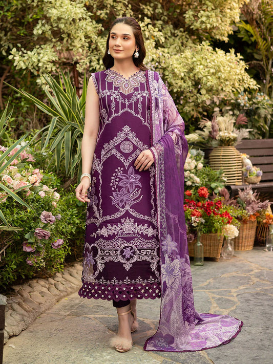 Parishay Shangrila V2 Lawn Embroidered Unstitched 3-Piece Suit-SHR - 08