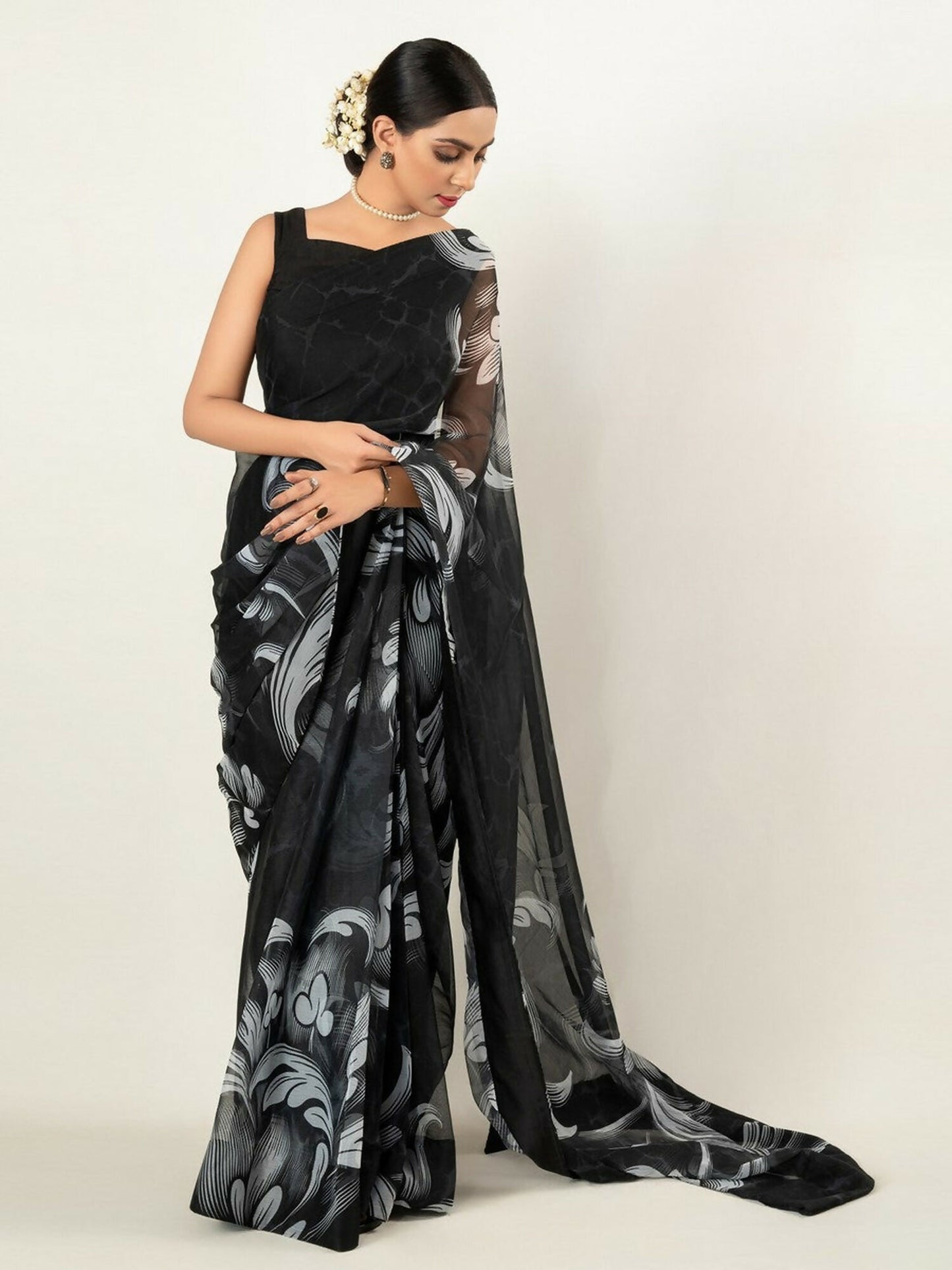 Imran Aftab Chiffon Printed Unstitched Saree-IASC 01