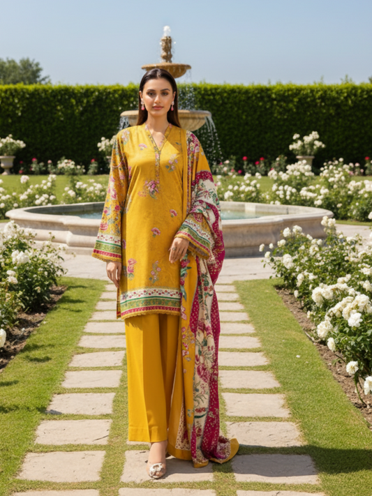Motifz Linen Printed Unstitched 3-Piece Suit-03