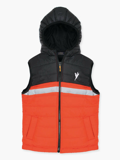 orange and Black  Velvour Printed Puffer Jacket-  VJ38-A