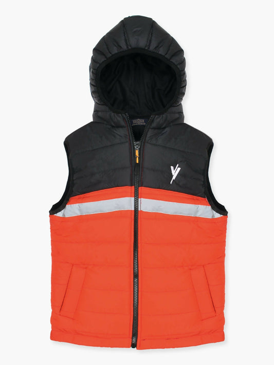 orange and Black  Velvour Printed Puffer Jacket-  VJ38-A