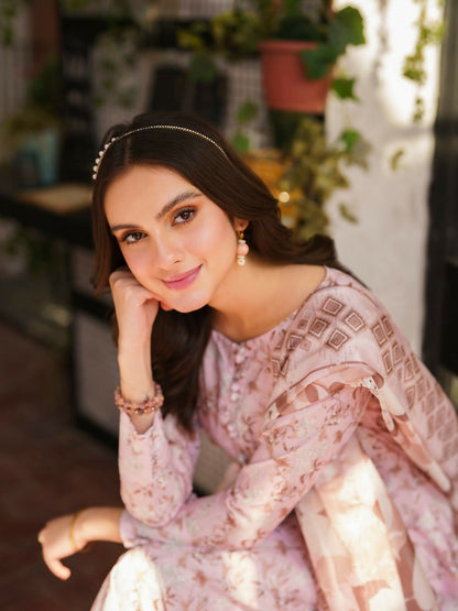 Panache Apparel Daily Essentials RTW Cambric Printed Stitched 3-Piece Suit-Flamingo