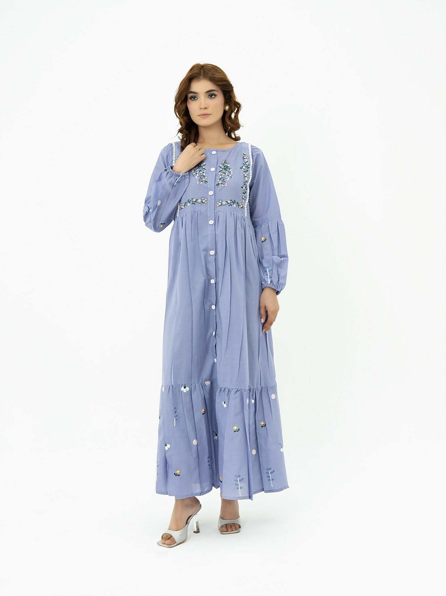 Kachy Dhaagy Cotton Embroidered Maxi