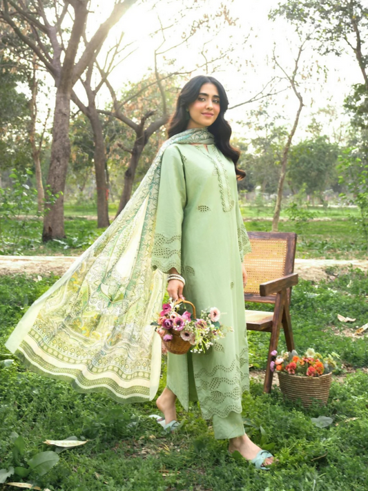 Panache Apparel Serenity Cotton Lawn Embroidered Stitched Suit-Eyelet