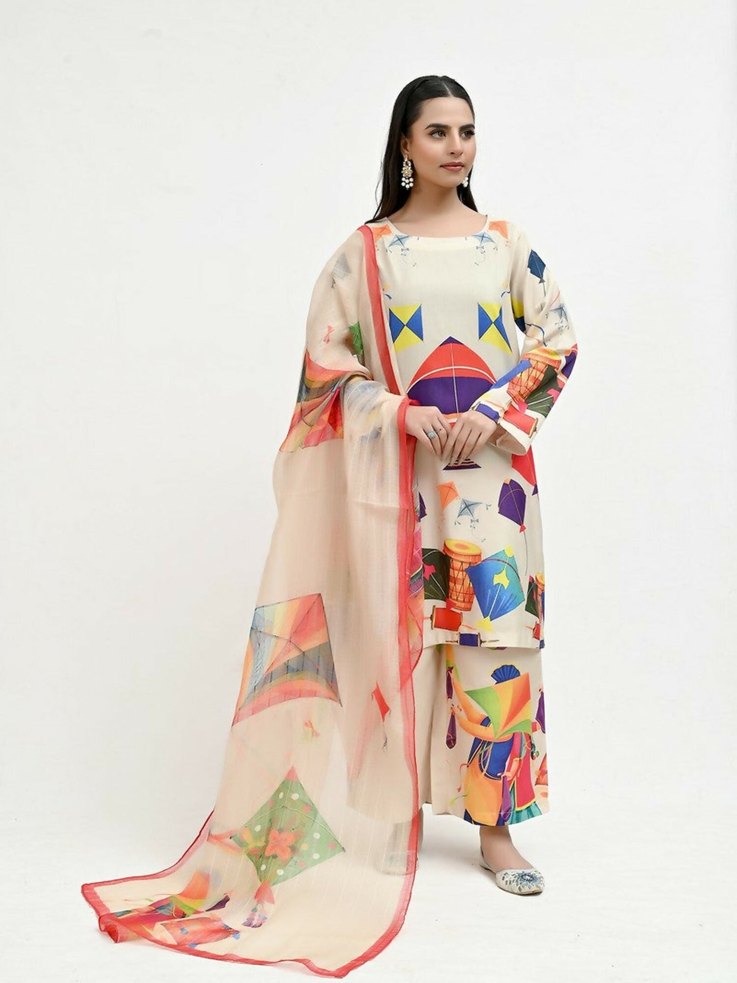 Imran Aftab Basant Mela Raw Silk Printed Stitched 3-Piece Suit-IARP 09