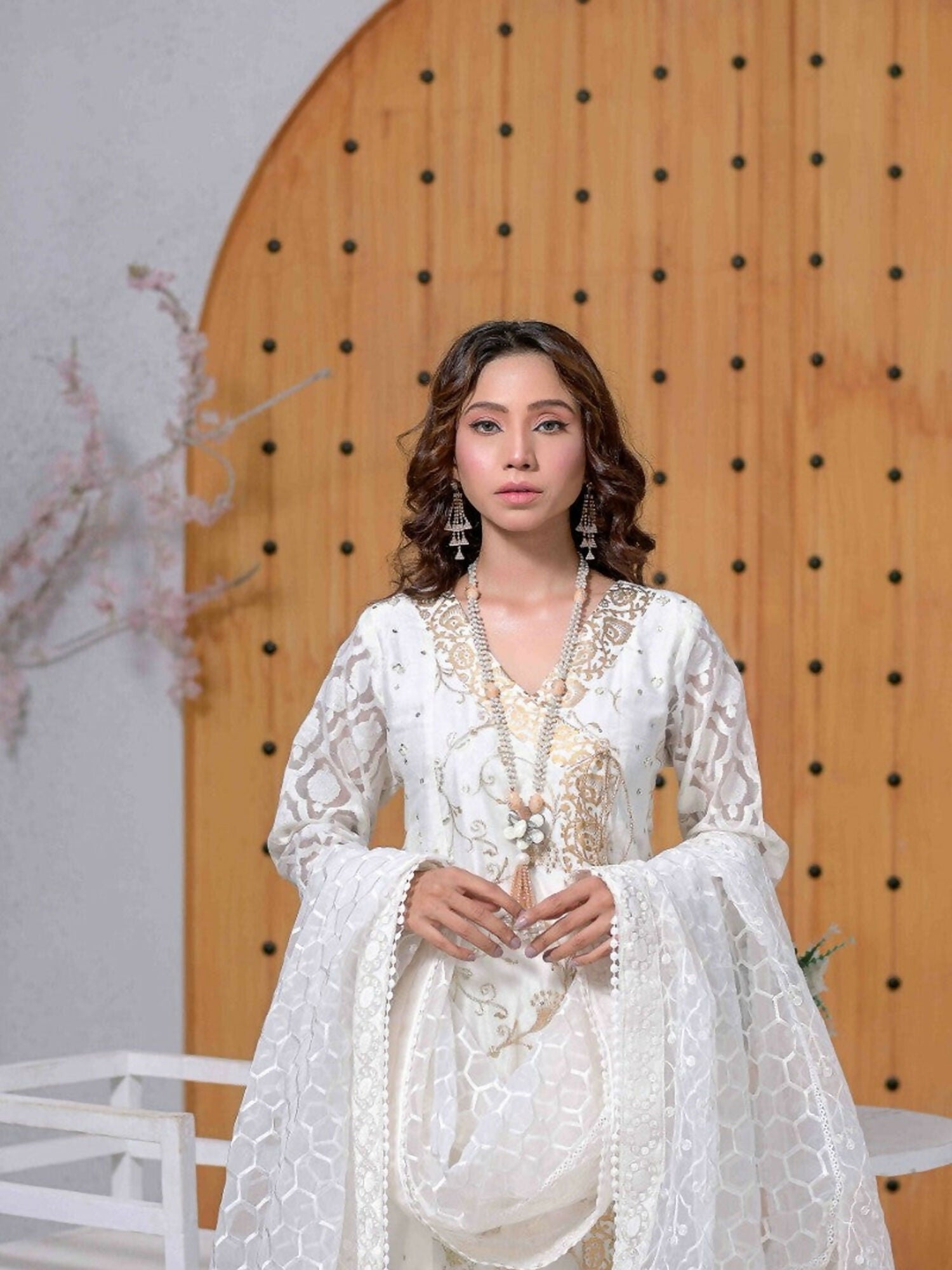 Ruby's Couture Ashiyana Khadi Net Embroidered Pishwas-Agha Jaan