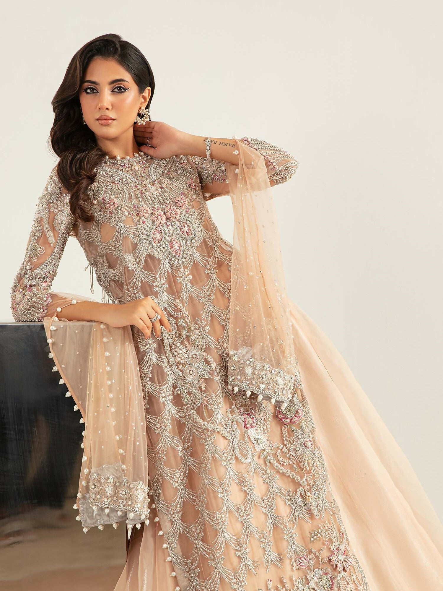 Shiza Hassan Aurora Formals Net Embellished Stitched 2-Piece Suit-Florian