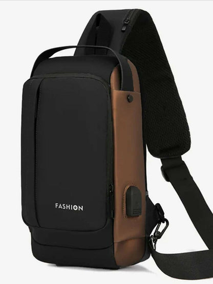 Funky's Plain Smart Usb Charging Large Storage Shoulder Bag-14691