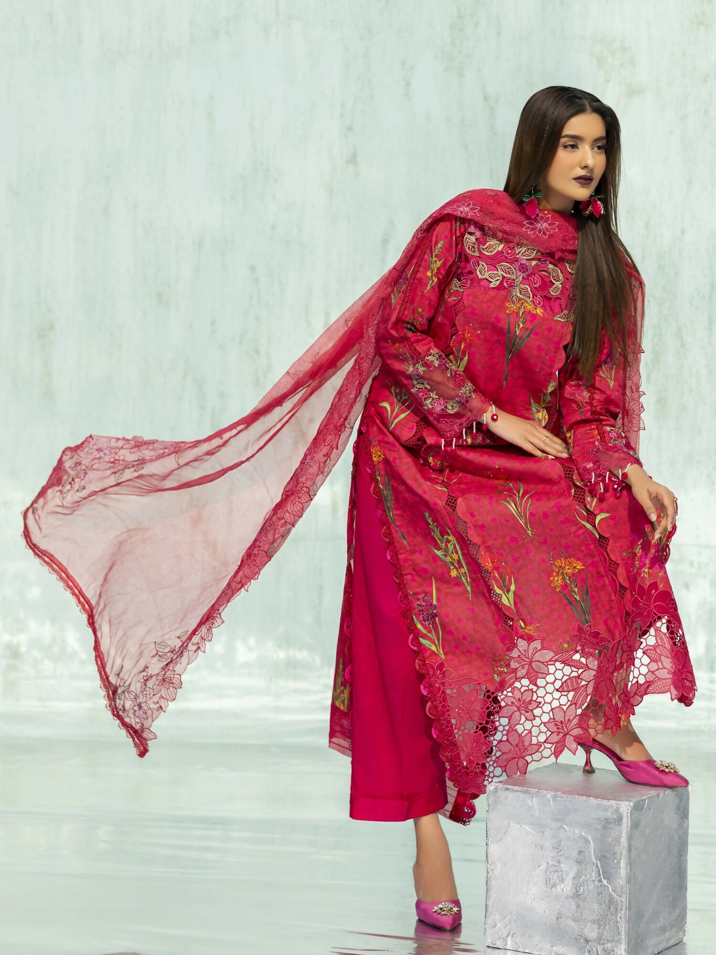 Parishay Ivy Bloom'26 Lawn Embroidered Unstitched 3-Piece Suit-IB-16