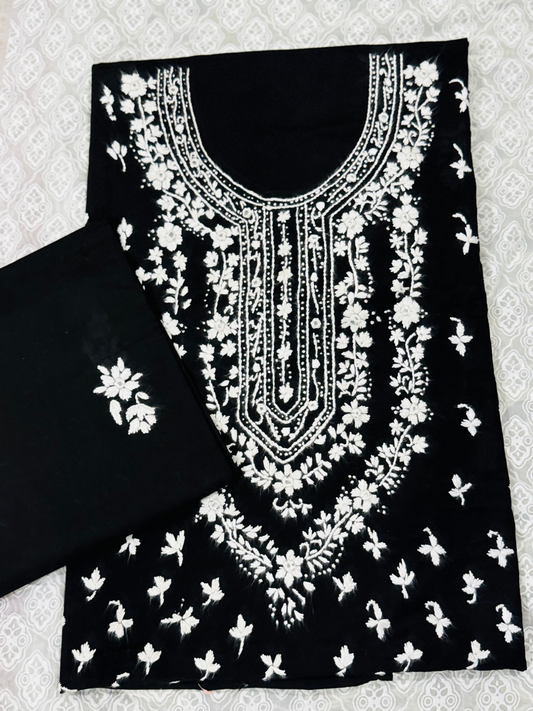Fahim unstitched 2-piece suit with floral vase embroidery on cotton net shirt and matching embroidered cotton net dupatta