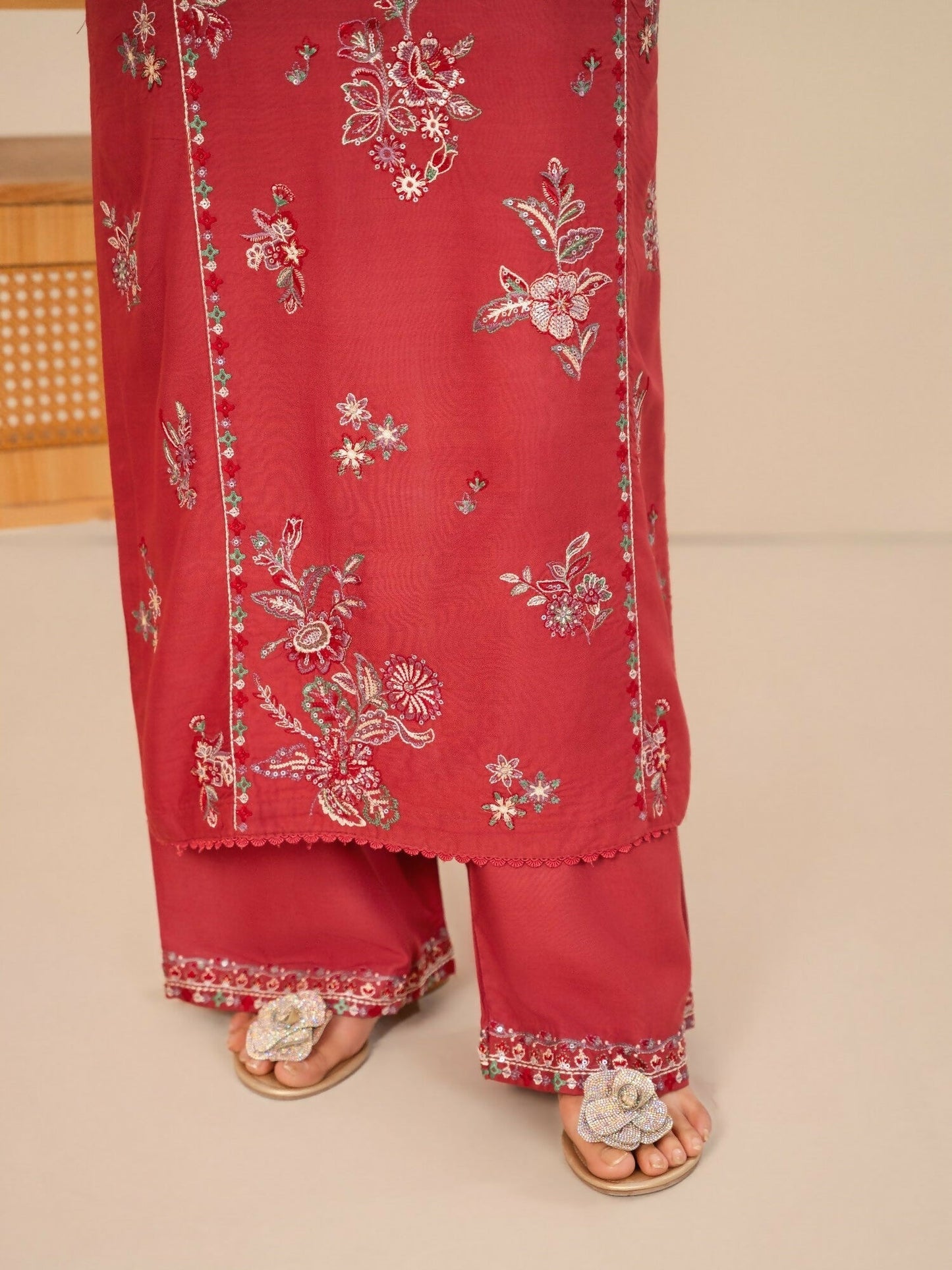 Stylish Collection Royal Pret Linen Embroidered Stitched 3-Piece Suit-Dusty Rose