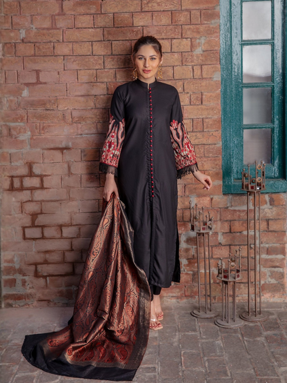 Panache Apparel Separates Linen Embroidered Stitched Gown-SY-001