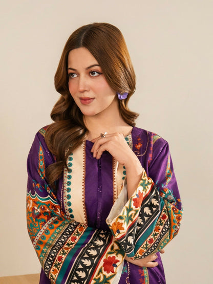 Stylish Collection Velvet Vogue Printed Co-Ord Set-Purple Pretty