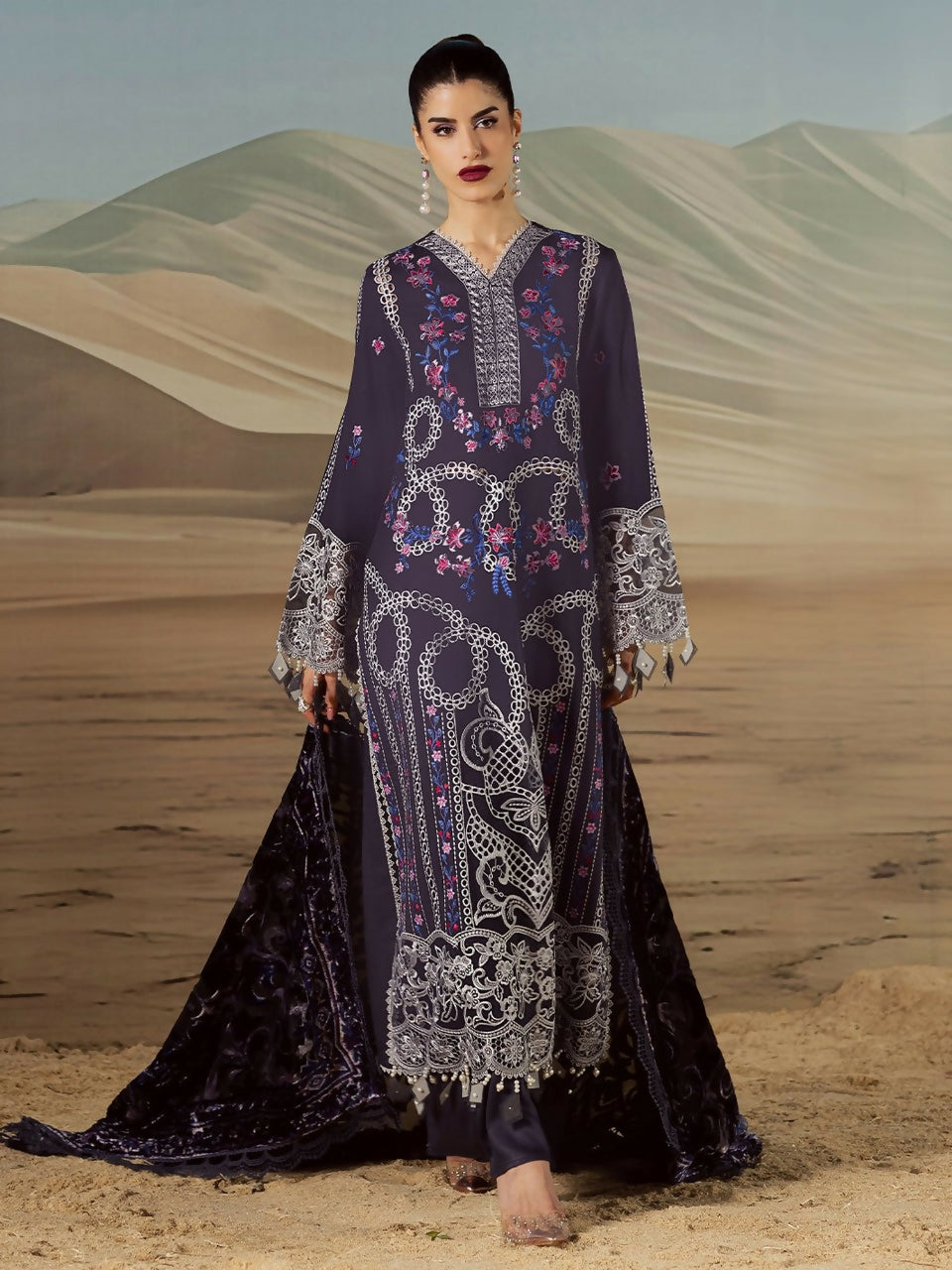 Mahnur Amelia Kotrai Embroidered Unstitched 3-Piece Suit-CK-005
