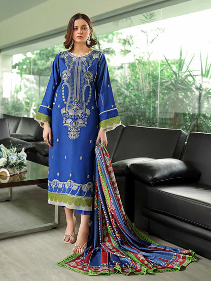 Binilyas Karandi Embroidered Unstitched 3-Piece Suit-755-A