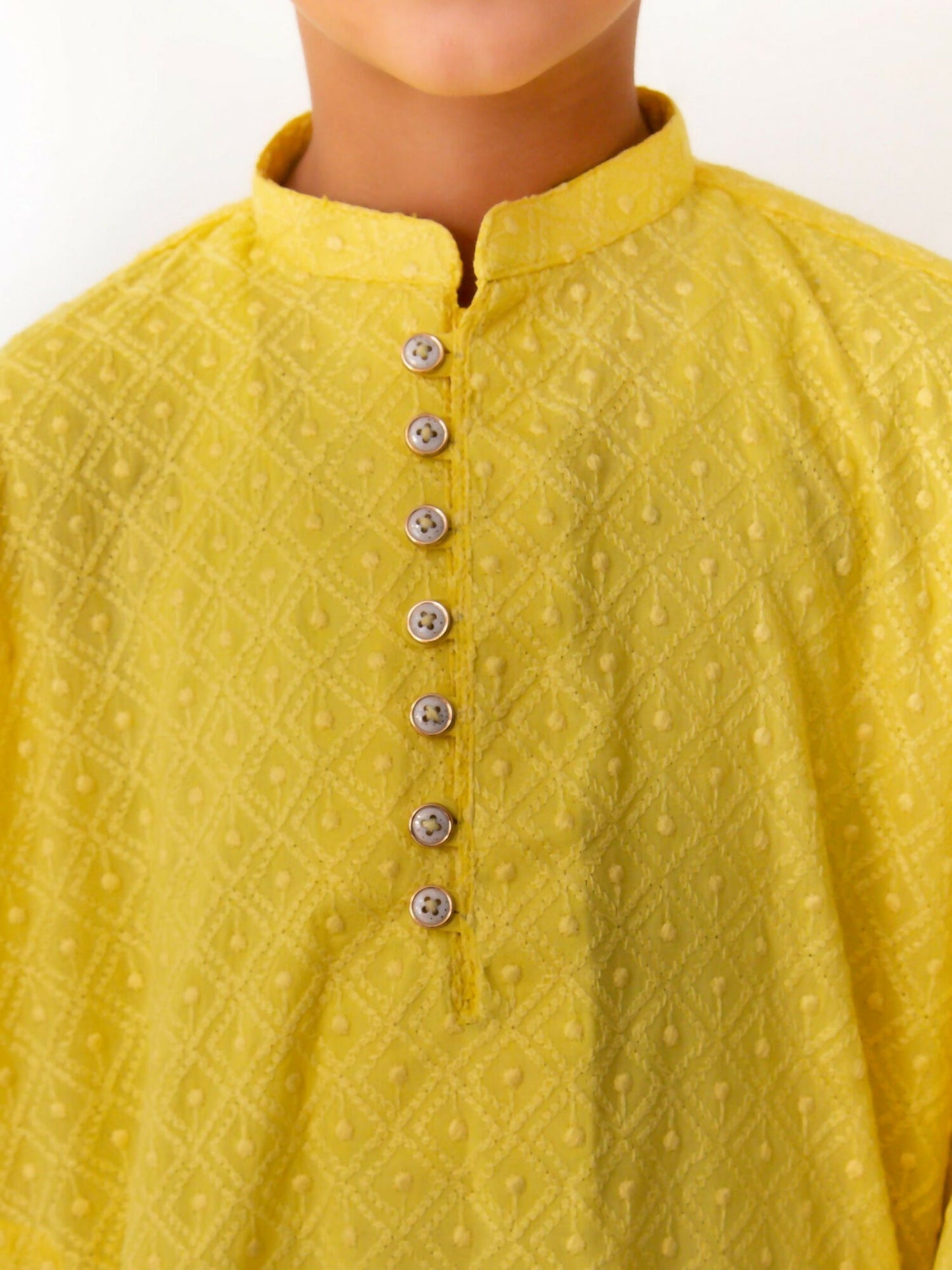 Kidoz Kloset Chikankari Embroidered Stitched Kurta Pajama-Butter Bloom-Boy