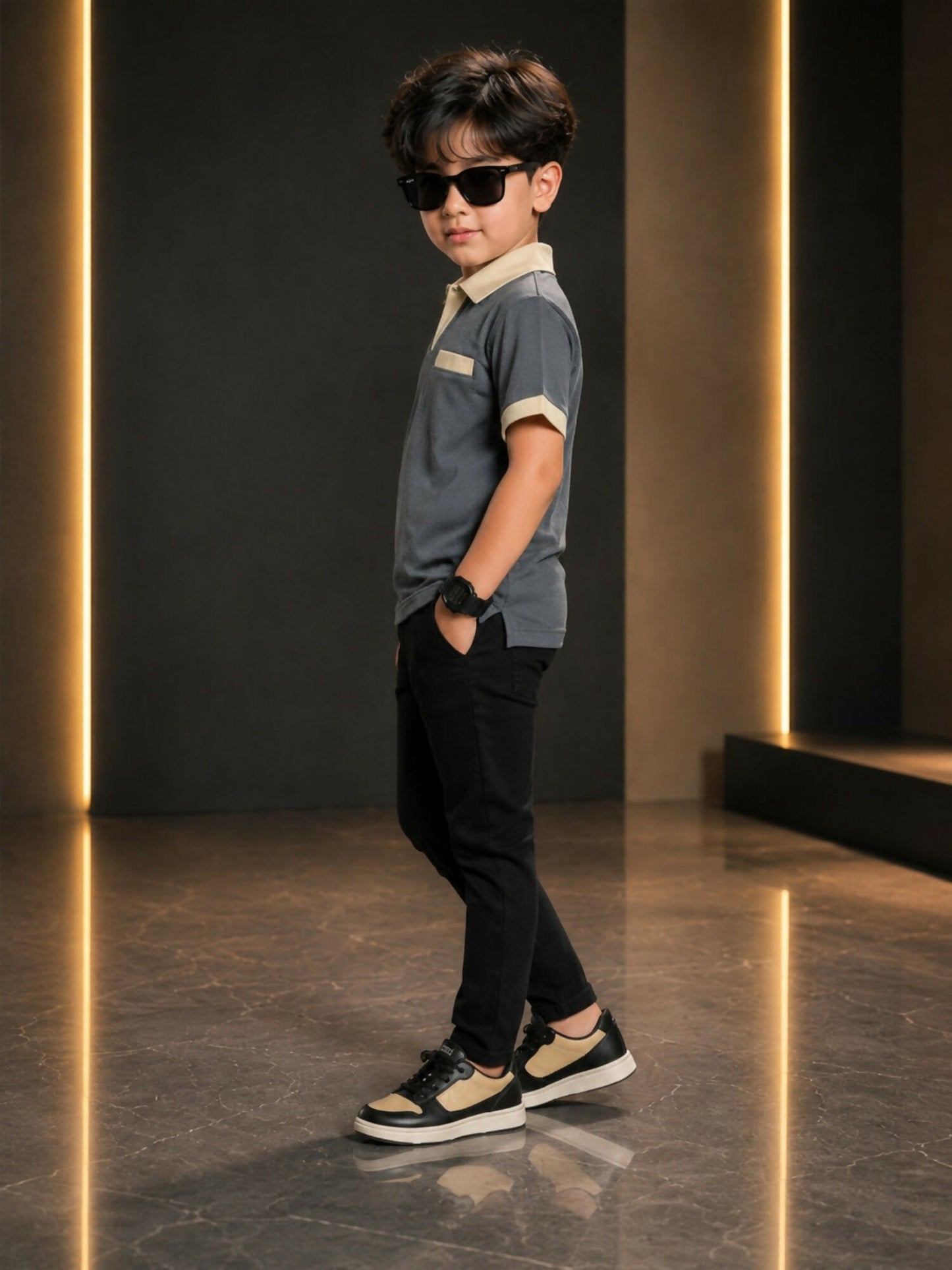 Velvour Boys Polyester Polo Shirt-VP27-C