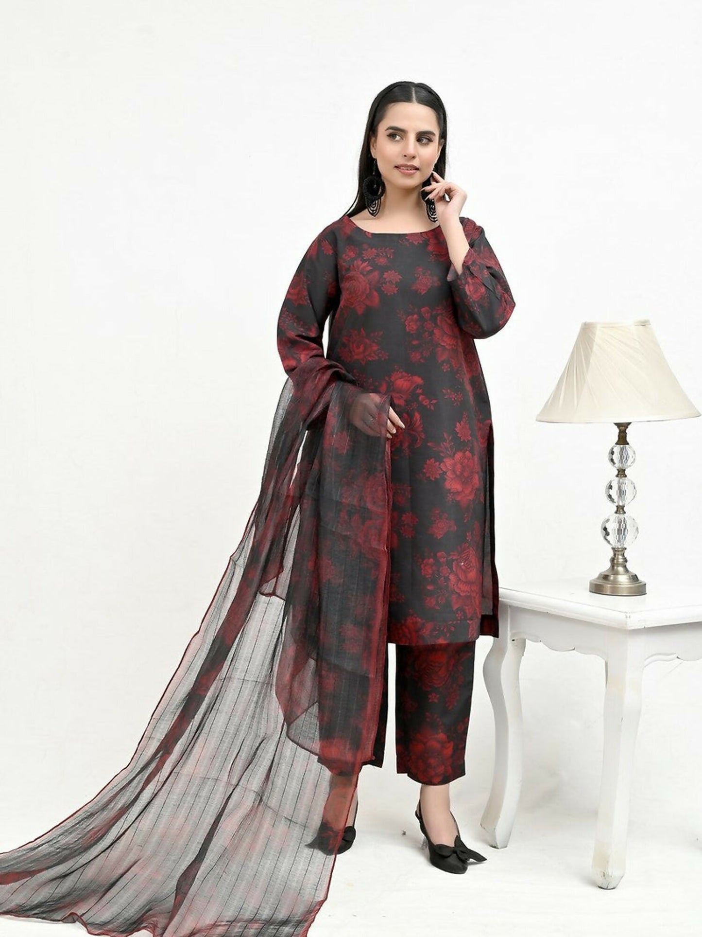 Imran Aftab Valentine's Day Raw Silk Printed Unstitched 3-Piece Suit-IAVD 02