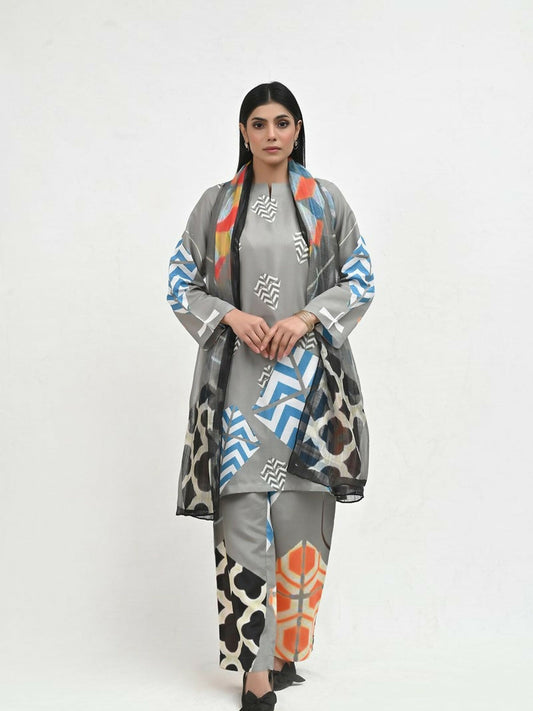 Imran Aftab Basant Mela Raw Silk Printed Stitched 3-Piece Suit-IARP 02
