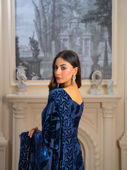 Noori Palachi Embossed Printed With Stone Work Unstitched 3-Piece Suit