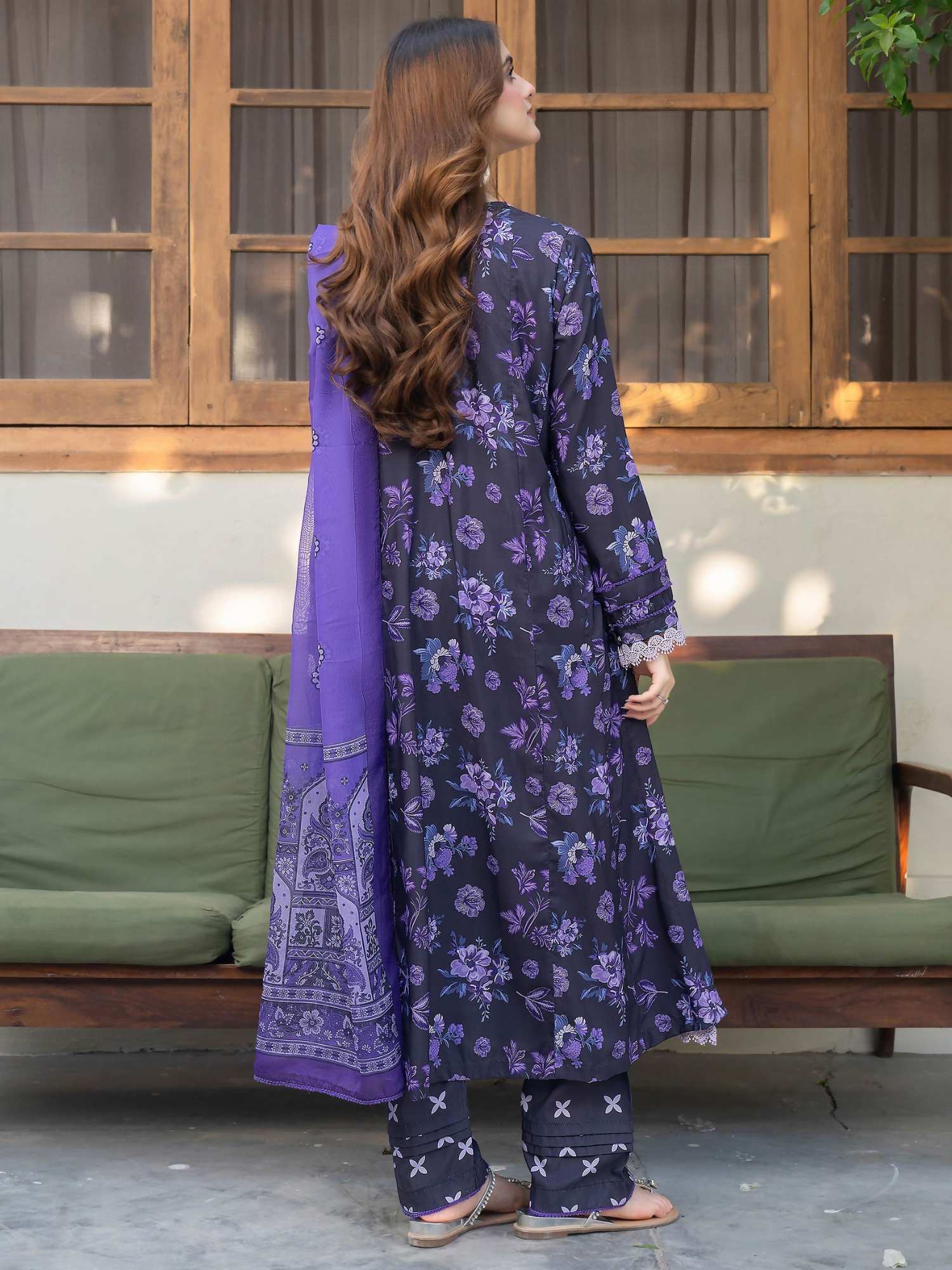 Panache Apparel Mah-e-Noor Raw Silk Printed Stitched Suit-Amaris