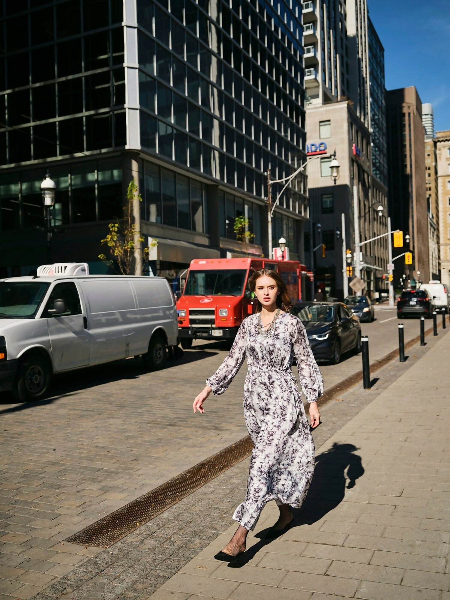 Panache Apparel Silk Printed Dress-Maze