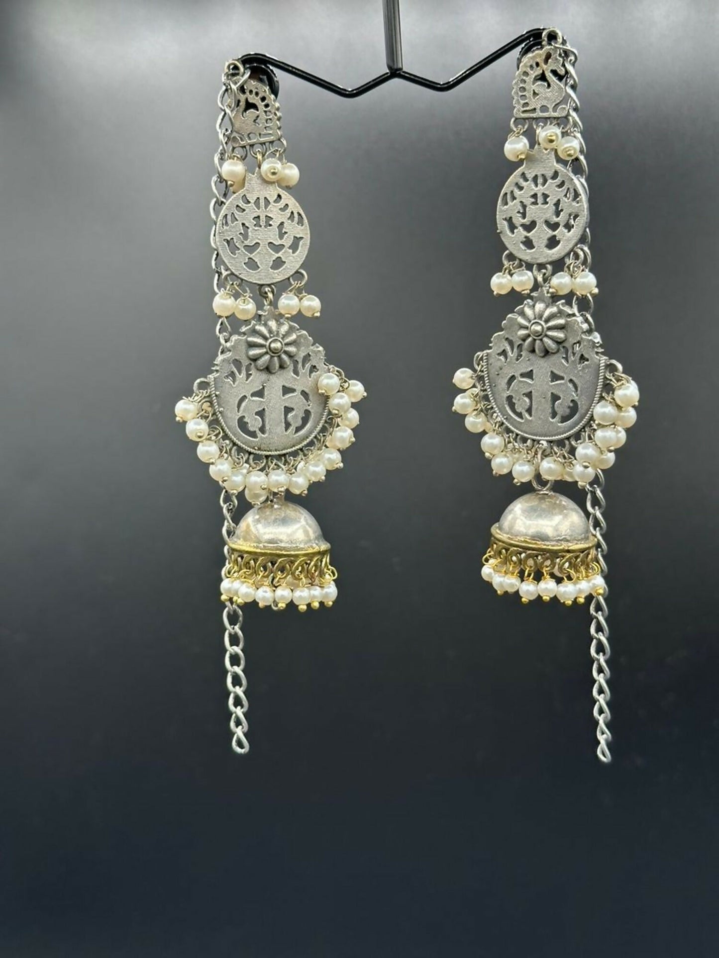 H&A Jewellery Handmade Brass Oxidized Jhumka With Sahara