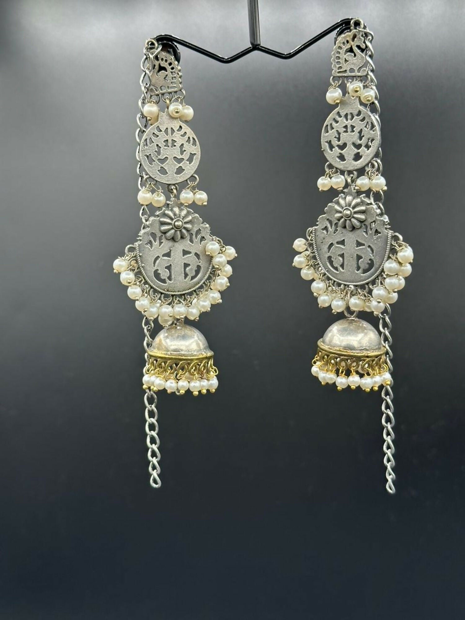 H&A Jewellery Handmade Brass Oxidized Jhumka With Sahara