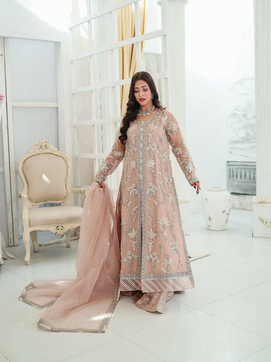 Farooq Hameed Studio Wedding Festive'25 Organza Embroidered Stitched 3-Piece Suit-Vareha