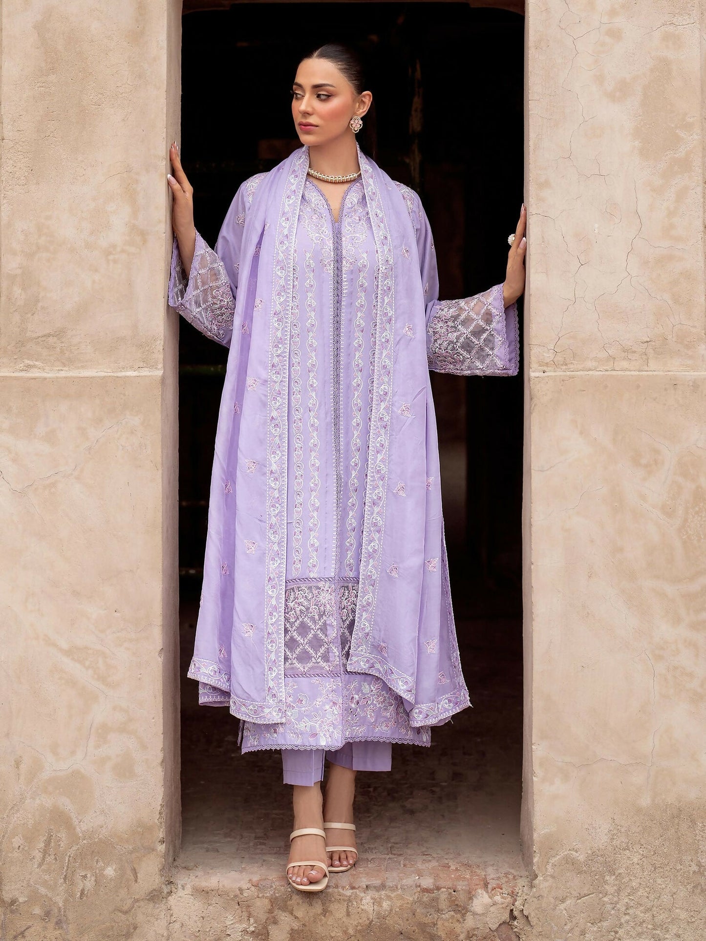 Panache Apparel Rang-e-Bahar Lawn Embroidered Stitched Suit-Zauar