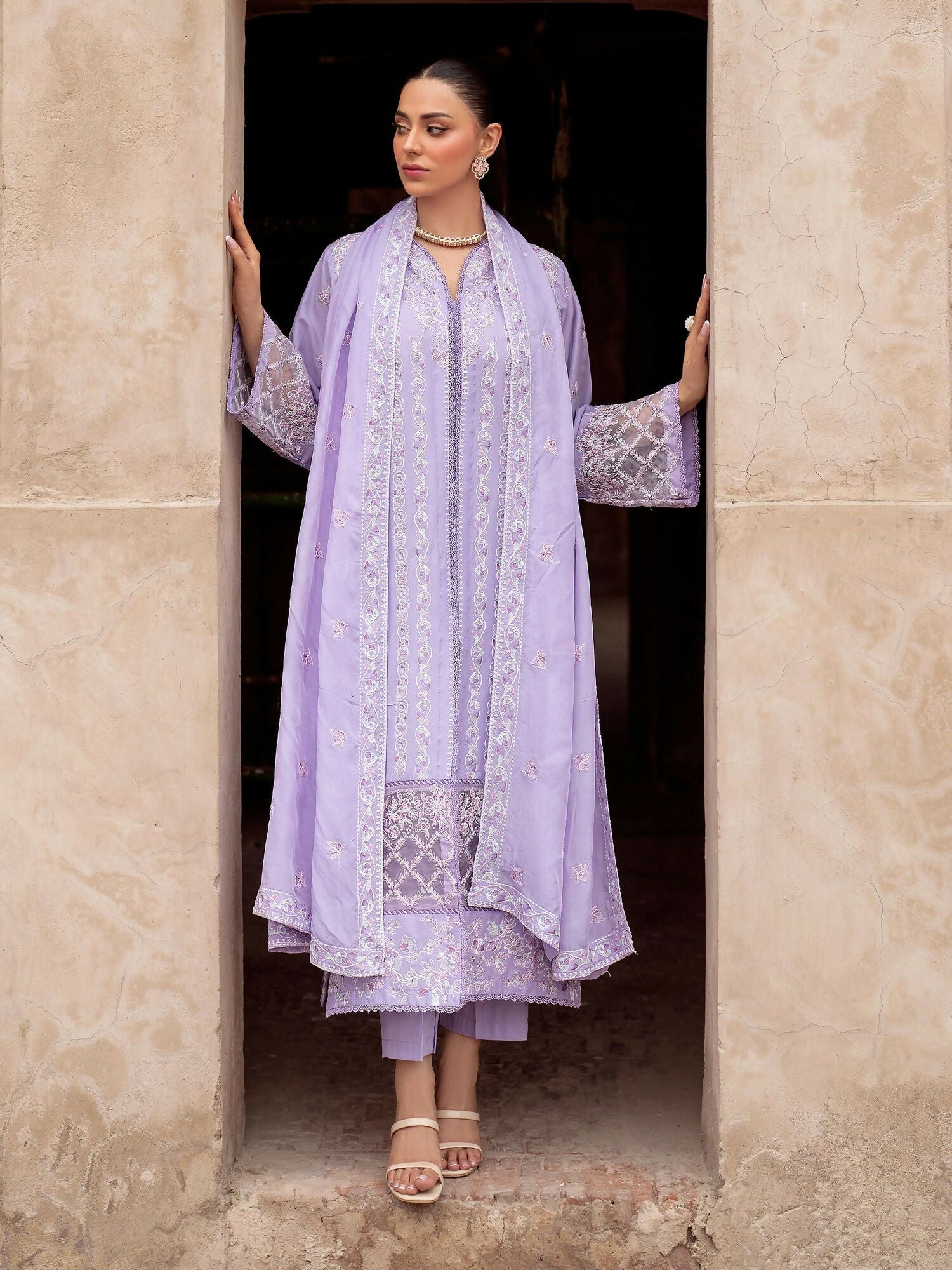 Panache Apparel Rang-e-Bahar Lawn Embroidered Stitched Suit-Zauar