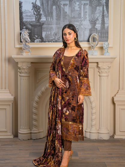 Noori Palachi Embossed Printed and Embroidered Unstitched 3-Piece Suit