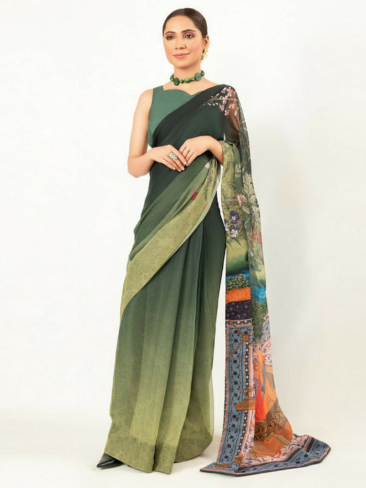 Imran Aftab Chiffon Printed Stitched Saree-IASC 06