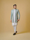 Gem Garments Janaan Raw Silk Embroidered Prince Coat-Zarkash