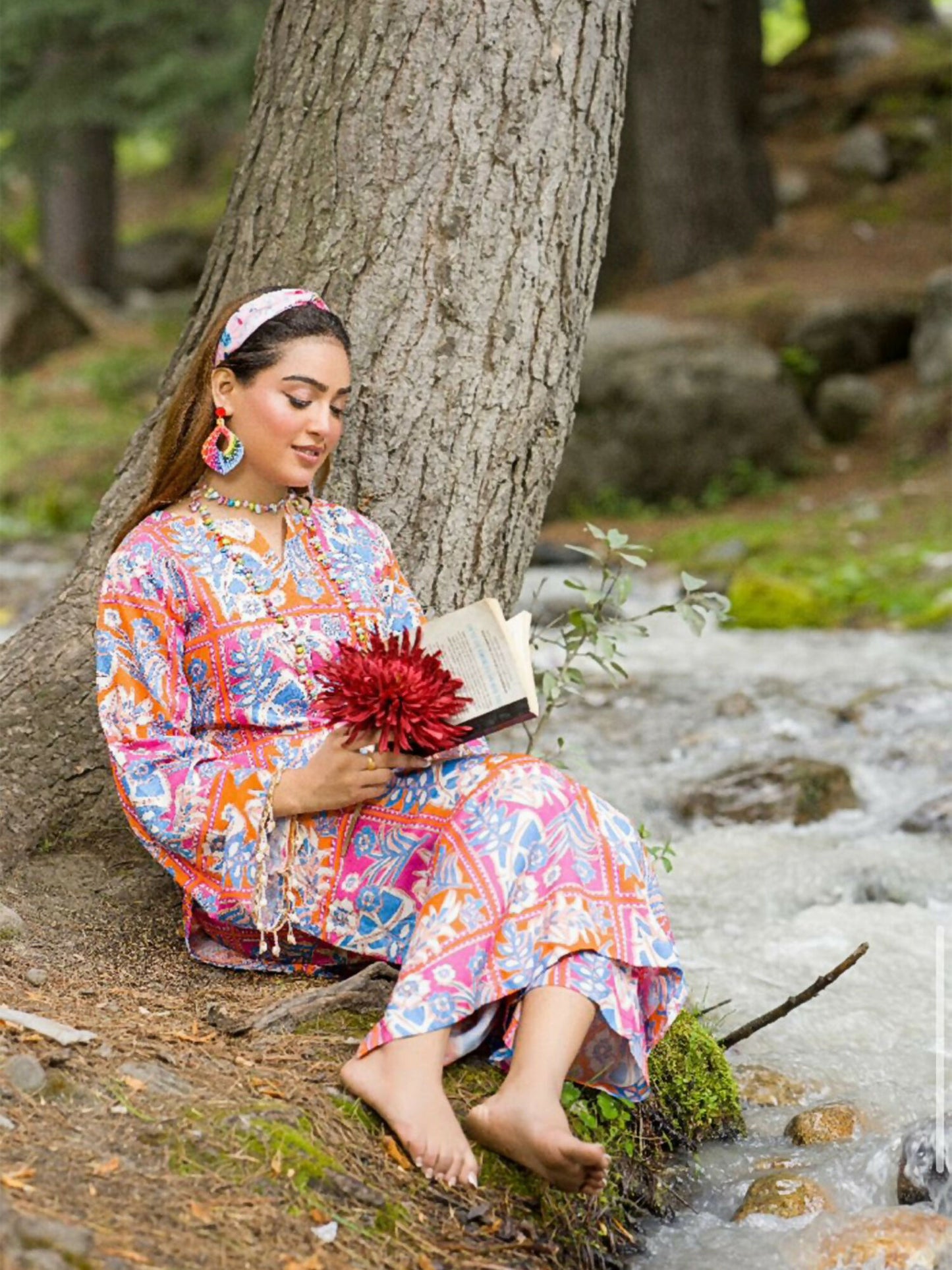 HU Studios Doriya Linen Printed Stitched 2-Piece Suit-Rang-e-Khwab