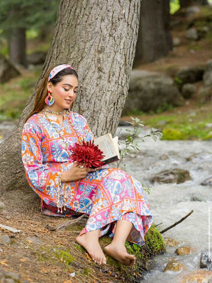 HU Studios Doriya Linen Printed Stitched 2-Piece Suit-Rang-e-Khwab